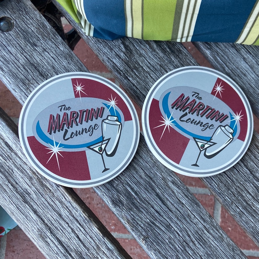 Martini Lounge Coasters - Red and Gray (2)